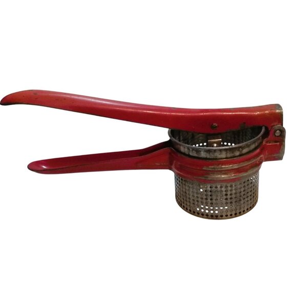 Vintage 1950's Potato Ricer Press With Red Handle - Picture 8 of 15